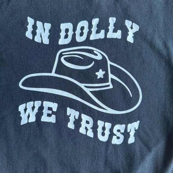 Vintage Dolly Parton In Dolly We Trust Black Sweatshirt - Picture 3 of 3